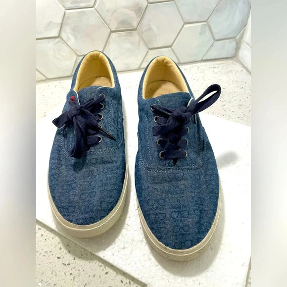 Bucketfeet Woman’s Size 8.5 Eyeglass Blue Sneakers Novelty Spectacles Funky - Picture 1 of 10